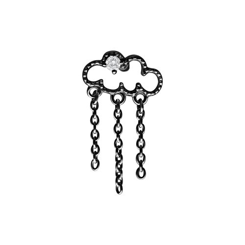 Schwarzmetall Cloudy Aufsatz mit funkelndem Stein und hängenden Ketten