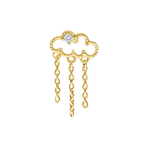 Goldener Cloudy Aufsatz für Push Fit mit Ketten und einem Kristall auf weißem Hintergrund