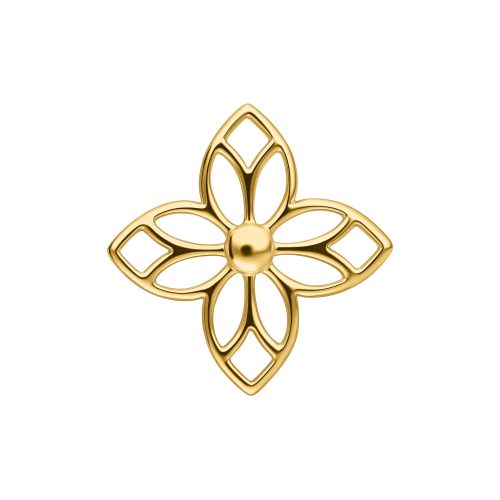 Goldener Blumenaufsatz mit filigranem Design auf weißem Hintergrund