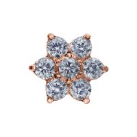 Roségoldener Push Fit Aufsatz in Form einer Blume mit klaren Kristallen