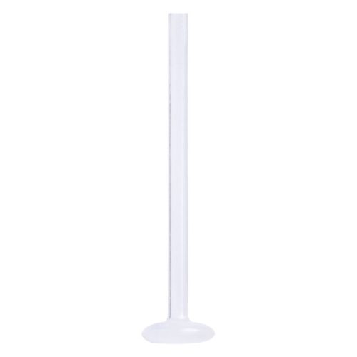 Transparenter PTFE Labret Stab mit flacher Basis auf weißem Hintergrund