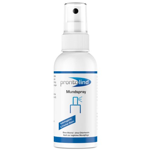 Weißes Prontolind Mundspray 75 ml auf weißem Hintergrund