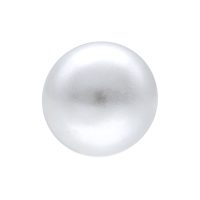 Weiße synthetische Perle mit glatter Oberfläche auf weißem Hintergrund