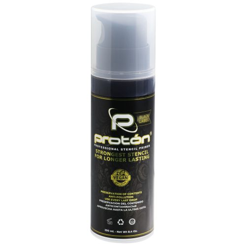 Schwarze Proton Stencil Spraydose, 250 ml, auf weißem Hintergrund