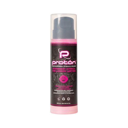 Proton Airless Stencil Primer in pinker Flasche, 250 ml, auf weißem Hintergrund