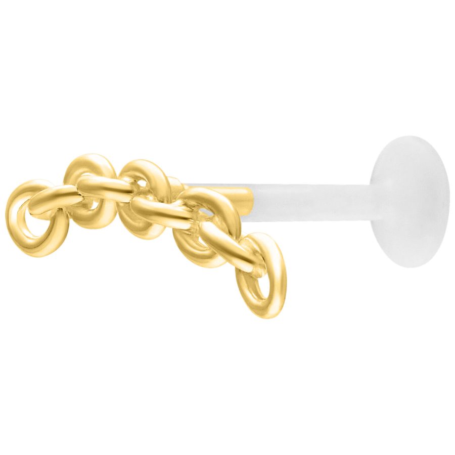 Goldenes Labret mit Ankerkette auf weißem Hintergrund, 5,0 mm