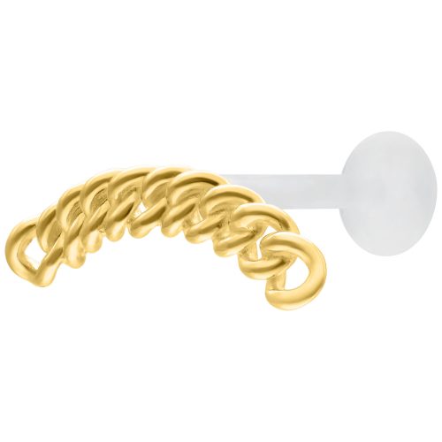 Goldenes Chunky Chain Labret mit 5 mm Plattengröße auf weißem Hintergrund