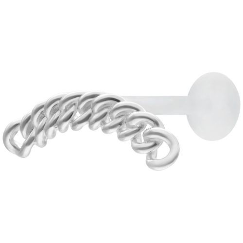 Silbernes Labret mit massiver Kettenglieder-Optik auf weißem Hintergrund
