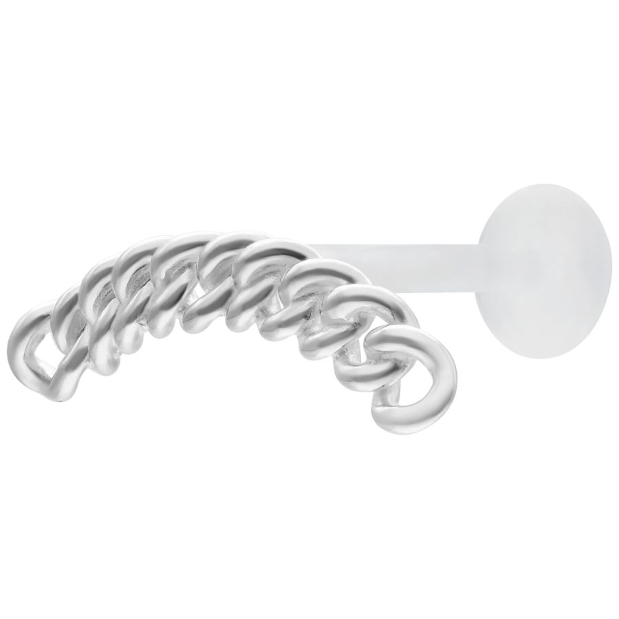 Silbernes Labret mit massiver Kettenglieder-Optik auf weißem Hintergrund
