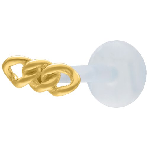 Goldenes Labret mit Kettendesign auf weißem Hintergrund