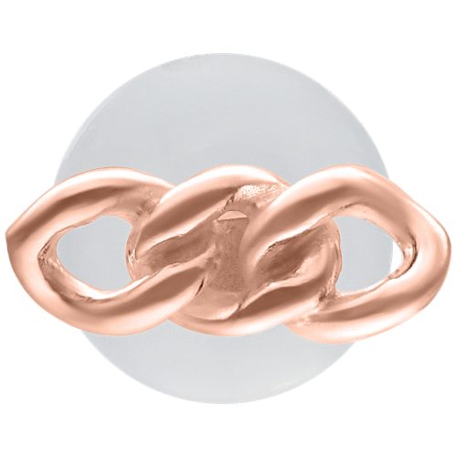Roségoldener Labret mit kleiner Kette, 5,0 mm Platte, auf weißem Hintergrund