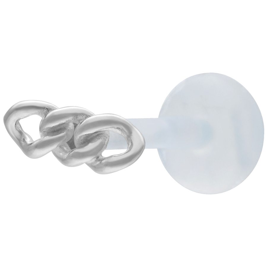 Silbernes Labret mit klobiger Kettenoptik auf hellem Hintergrund