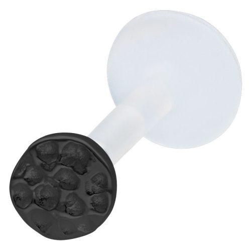 Schwarzes Labret mit gehämmertem Design, Push Fit, auf weißem Hintergrund