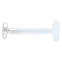 Silbernes Labret mit gehämmertem Aufsatz auf weißem Hintergrund