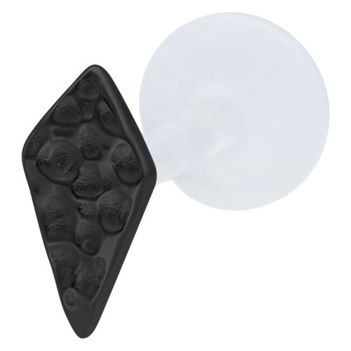 Schwarzes rhombusförmiges Labret mit gehämmerter Textur und Push Fit Verschluss