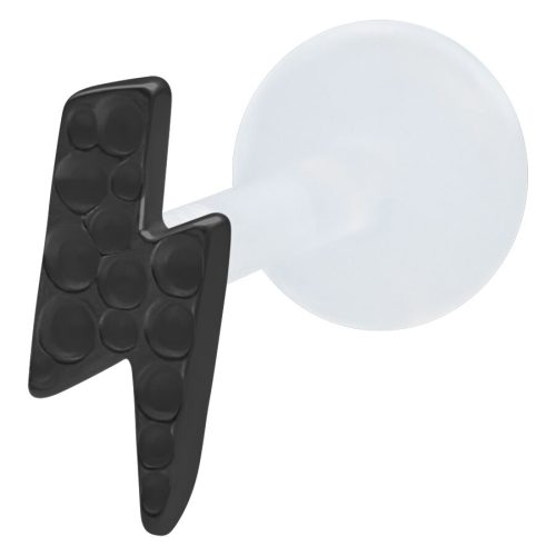 Schwarzes Labret mit gehämmertem Blitzdesign auf weißem Hintergrund