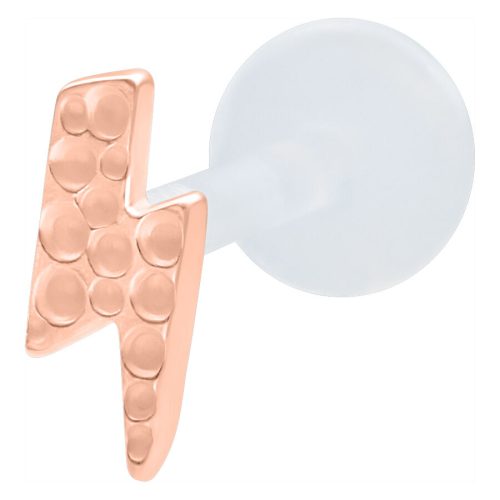 Roségoldenes Flash Labret mit gehämmertem Design auf weißem Hintergrund