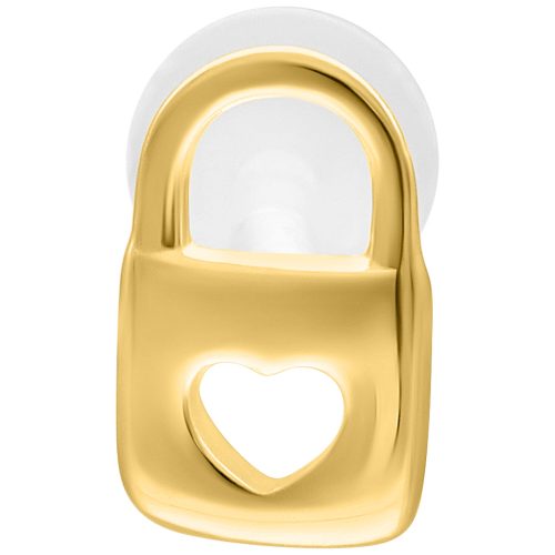 Goldenes Push Fit Labret, 5,0 mm Länge, Herzmotiv, weißer Hintergrund