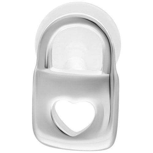 Silberfarbenes Labret mit herzförmigem Design auf weißem Hintergrund