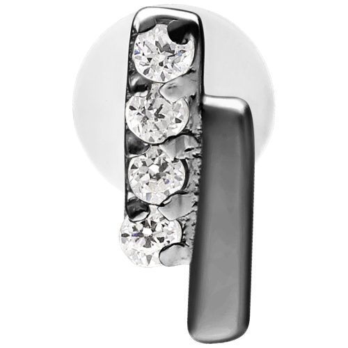 Crystal Double Bar Push Fit Labret in Schwarz mit 5,0 mm Platte auf weißem Hintergrund