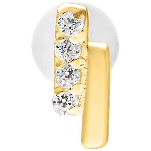 Goldenes Labret mit doppeltem Kristallbarren, 5mm Länge, auf weißem Hintergrund