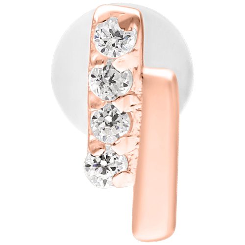 Roségold Labret mit zwei Kristallbalken auf weißem Hintergrund