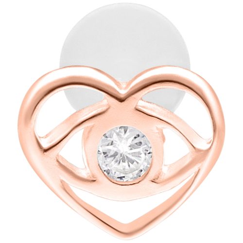 Roségoldenes Labret mit Herzdesign und klarem Stein auf weißem Hintergrund