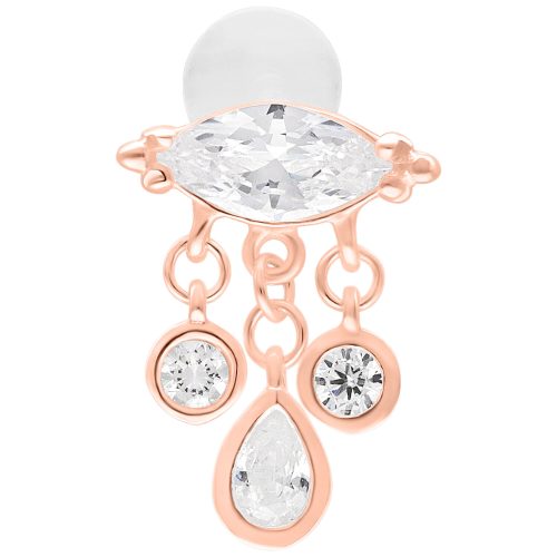 Roségoldenes Labret mit funkelnden Steinen und Push Fit, 5,0 mm