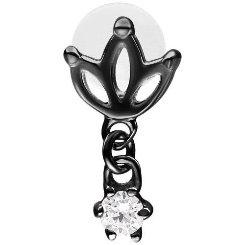 Schwarzes Labret mit Lotus-Design und Zirkonia-Anhänger, 5 mm