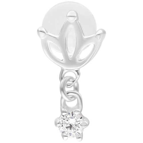 Silbernes Labret mit Lotus-Design und funkelndem Stein auf weißem Hintergrund
