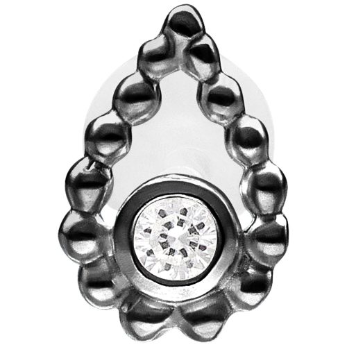 Schwarzes Labret mit Perlenstruktur und Kristall auf weißem Hintergrund