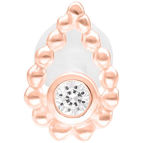 Roségoldener Labret mit Perlenform und funkelndem Stein auf weißem Hintergrund