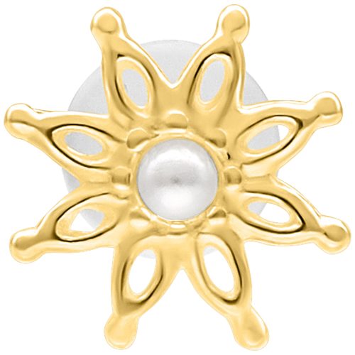 Goldenes Bloom Push Fit Labret mit 5 mm Platte auf weißem Hintergrund