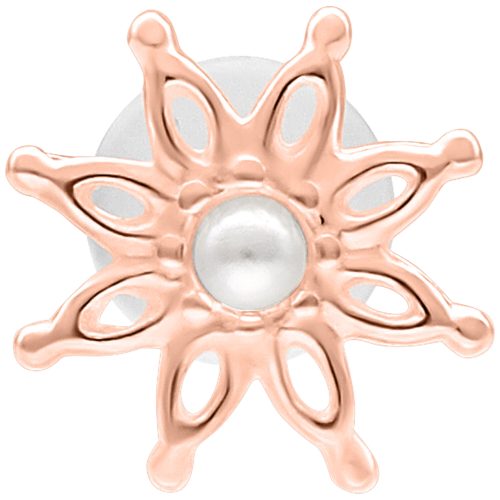 Roségoldenes Bloom Push Fit Labret mit 5 mm Plattengröße auf weißem Hintergrund