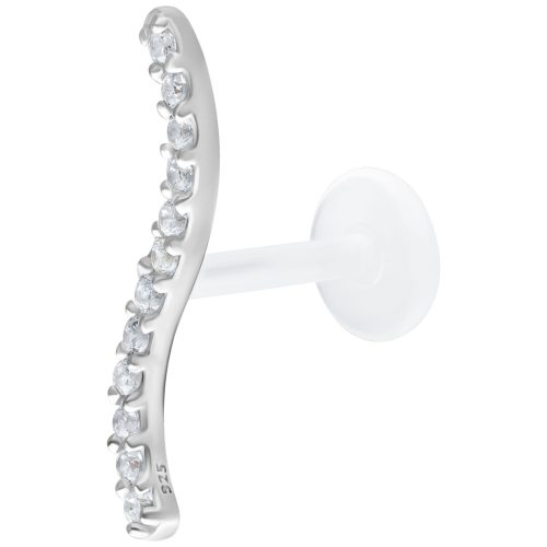 Silbernes Labret mit 5,0 mm Kristallreihe auf weißem Hintergrund