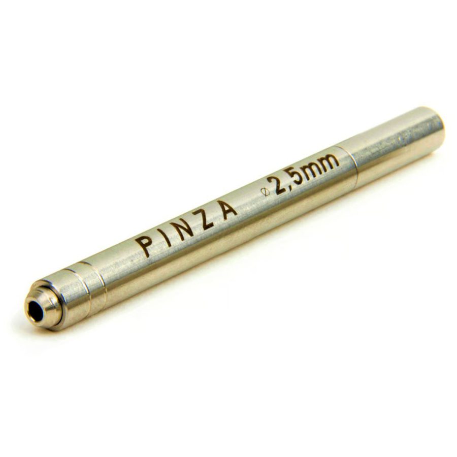 Silberner Kugelhalter für 2,5 mm Kugeln auf weißem Hintergrund