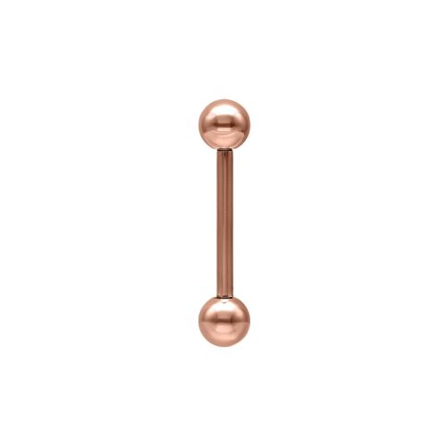 Roségoldenes Barbell mit Außengewinde auf weißem Hintergrund