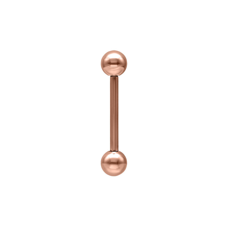 Roségoldenes Barbell mit Außengewinde auf weißem Hintergrund