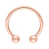 Circular Barbell aus roségoldenem Titan auf weißem Hintergrund