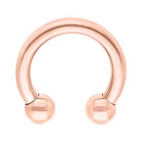 Circular Barbell aus roségoldfarbenem Titan auf weißem Hintergrund
