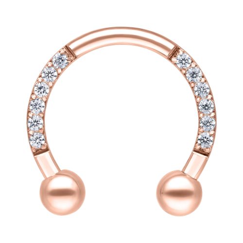 Roségoldener Circular Barbell mit klaren Kristallen und 8mm Durchmesser auf weißem Hintergrund