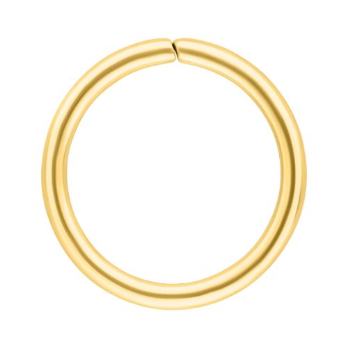 Goldener nahtloser Ring aus Chirurgenstahl auf weißem Hintergrund