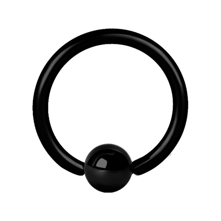 Schwarzer Continuous Ball Closure Ring aus Chirurgenstahl, 0,8 mm Stärke, 6,0 mm Innendurchmesser auf weißem Hintergrund