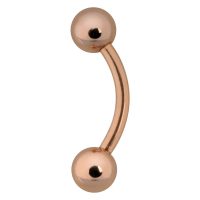 Bauchnabelpiercing in Roségold mit zwei Kugeln auf weißem Hintergrund