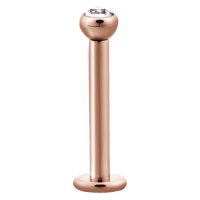 Roségoldenes Labret aus Chirurgenstahl mit klarem Kristall auf weißem Hintergrund