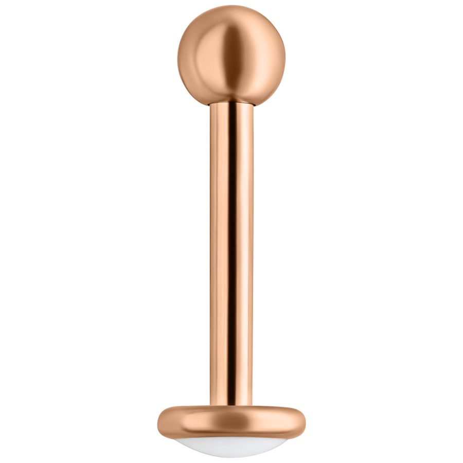 Roségoldenes Titan Labret mit Außengewinde, 7,0 mm lang, auf weißem Hintergrund