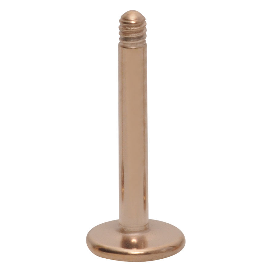 Roségoldenes Labret mit Außengewinde auf weißem Hintergrund