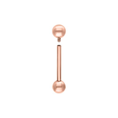 Roségoldener Mikro Barbell aus Titan, Außengewinde, weißer Hintergrund