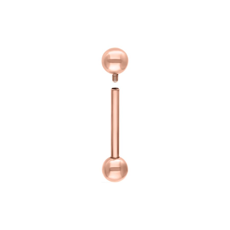 Roségoldener Mikro Barbell aus Titan, Außengewinde, weißer Hintergrund