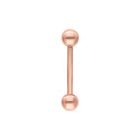 Roségoldene Titan Micro Barbell mit zwei Kugeln auf weißem Hintergrund